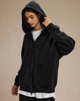 360GSM LOOSE FIT WASHED ZIP UP HOODIE