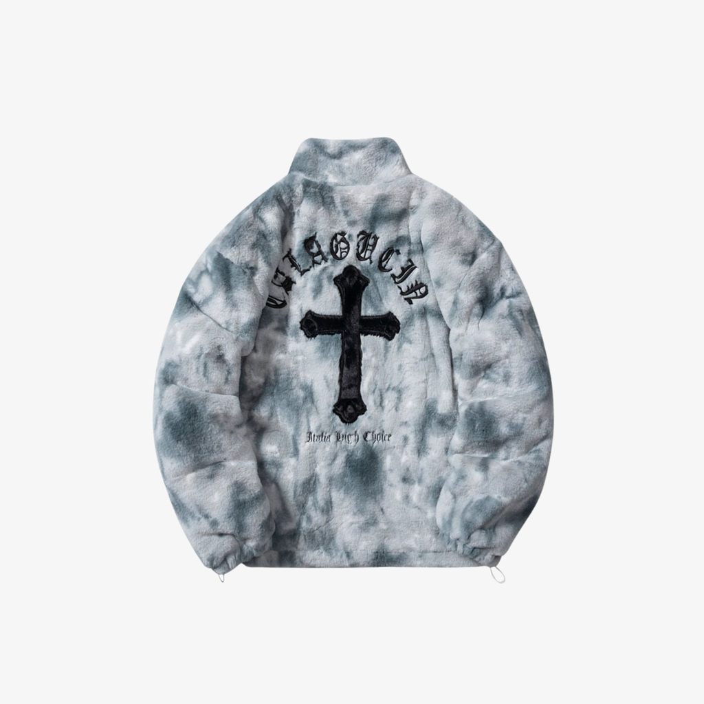 W | CROSS FLEECE FLUFFY JACKET