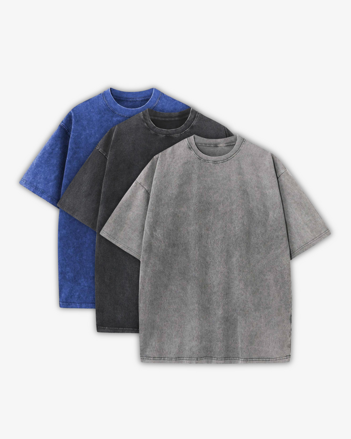 230GSM WASHED T-SHIRTS 3-PACK