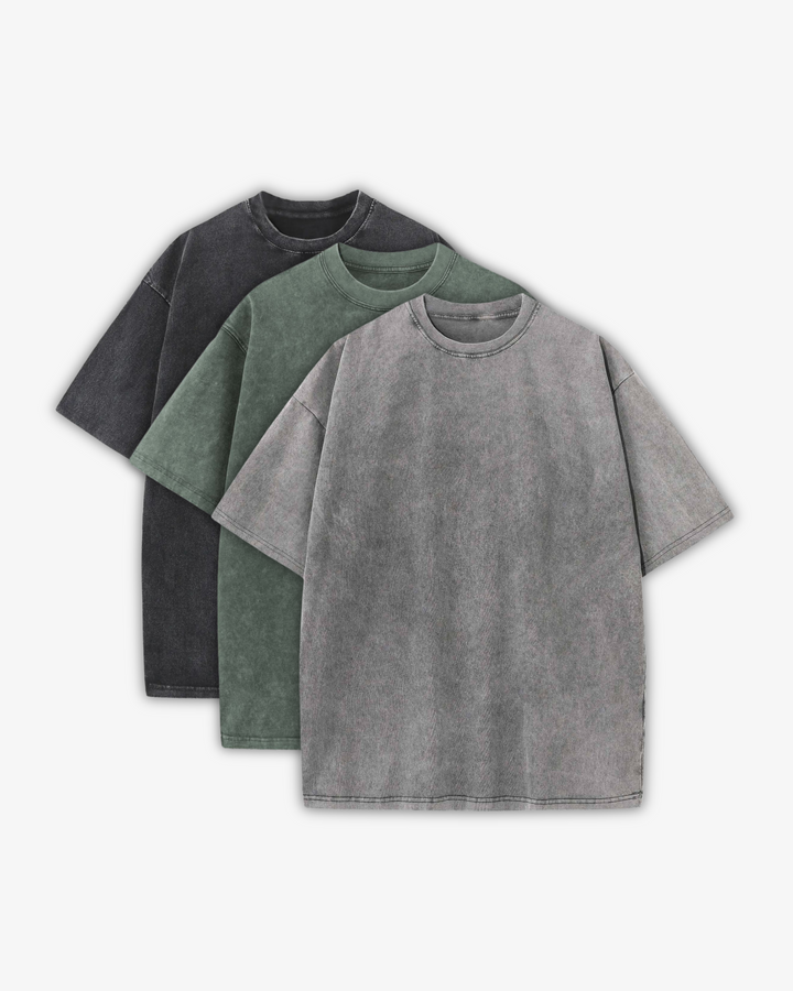 230GSM WASHED T-SHIRTS 3-PACK