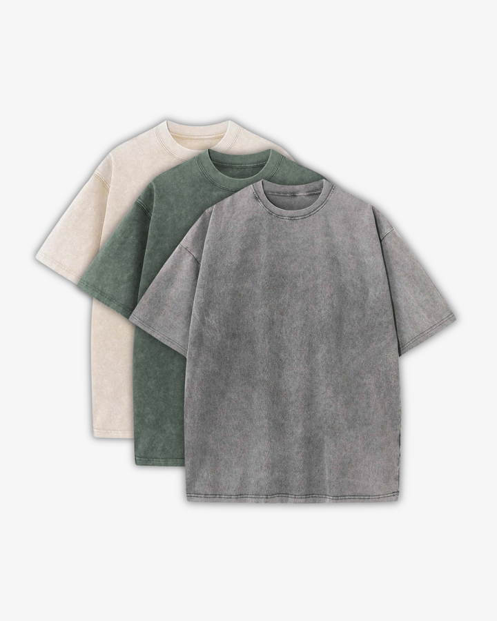 230GSM WASHED T-SHIRTS 3-PACK