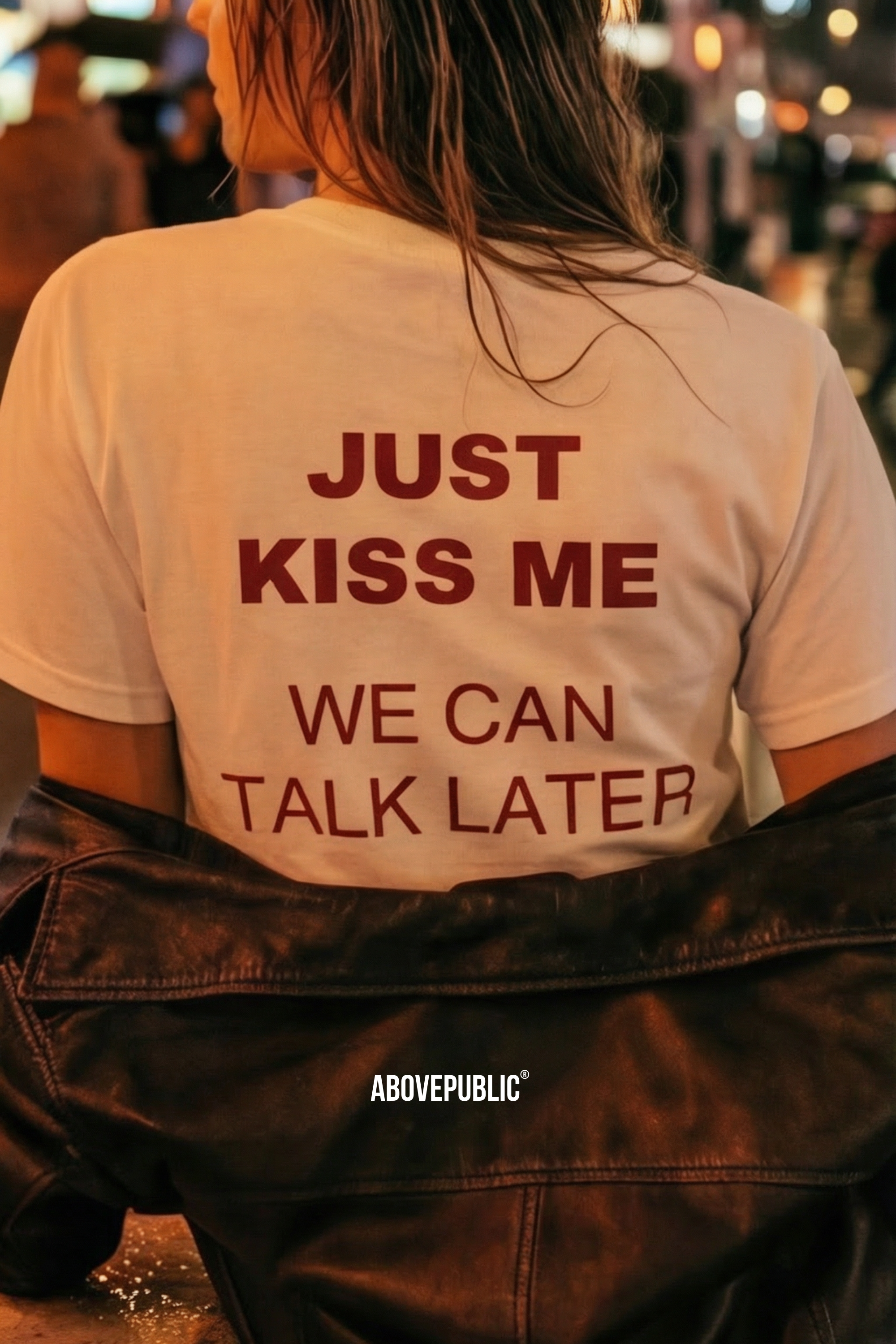 'JUST KISS ME' COTTON T-SHIRT