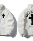 Cross Fleece fluffy Jacket ( Unisex )