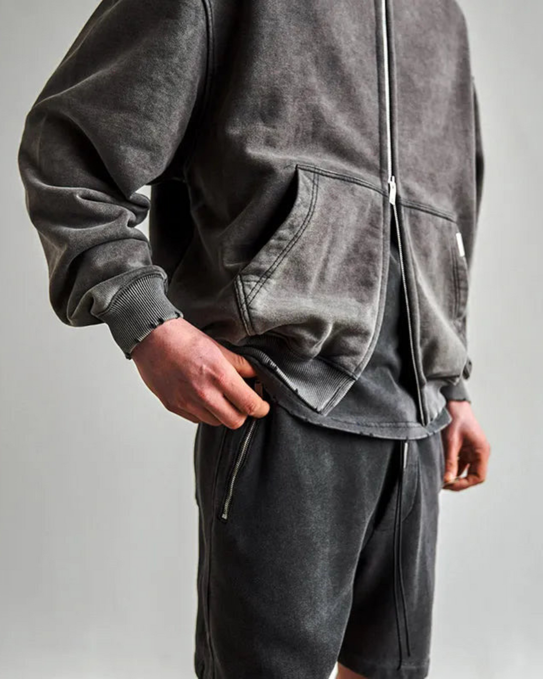 Washed Zip Up Hoodie