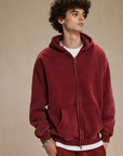 360GSM LOOSE FIT WASHED ZIP UP HOODIE