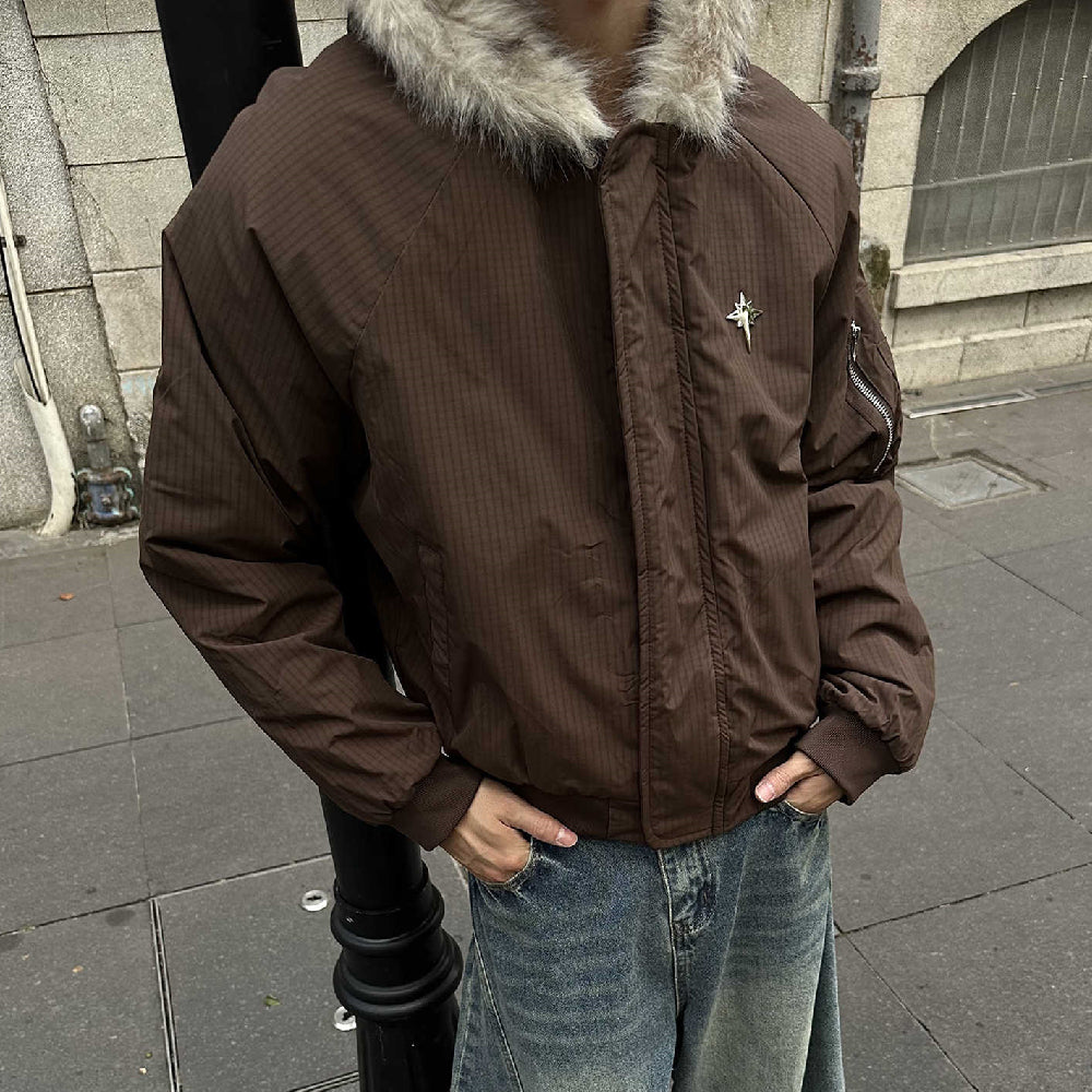 FUR HOODED BOMBER