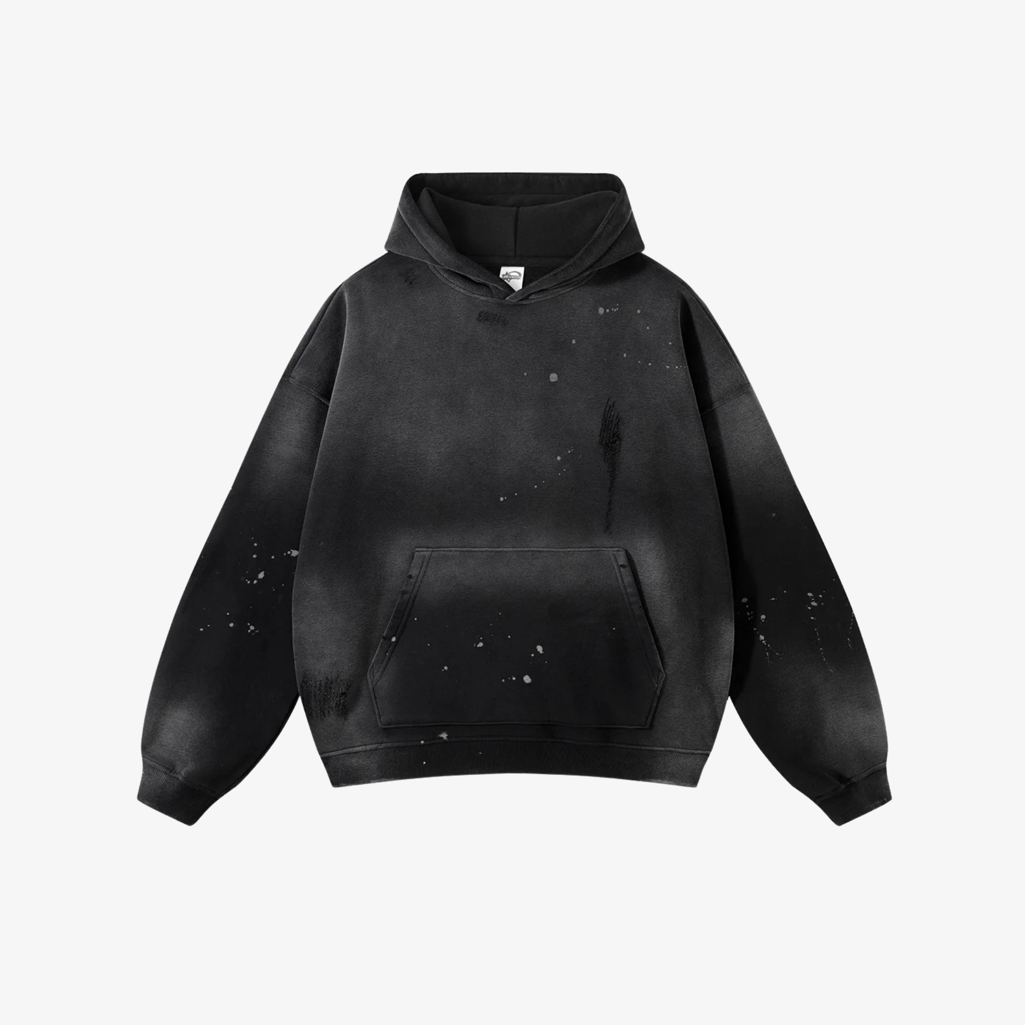 W | WASHED SPLATTER HOODIE — 360 GSM