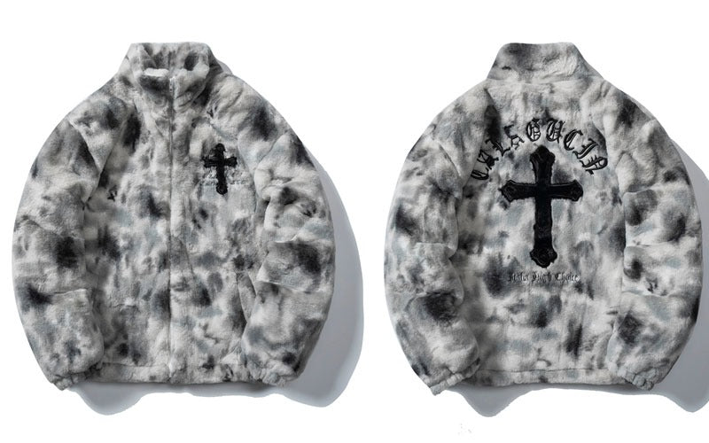 Cross Fleece fluffy Jacket ( Unisex )