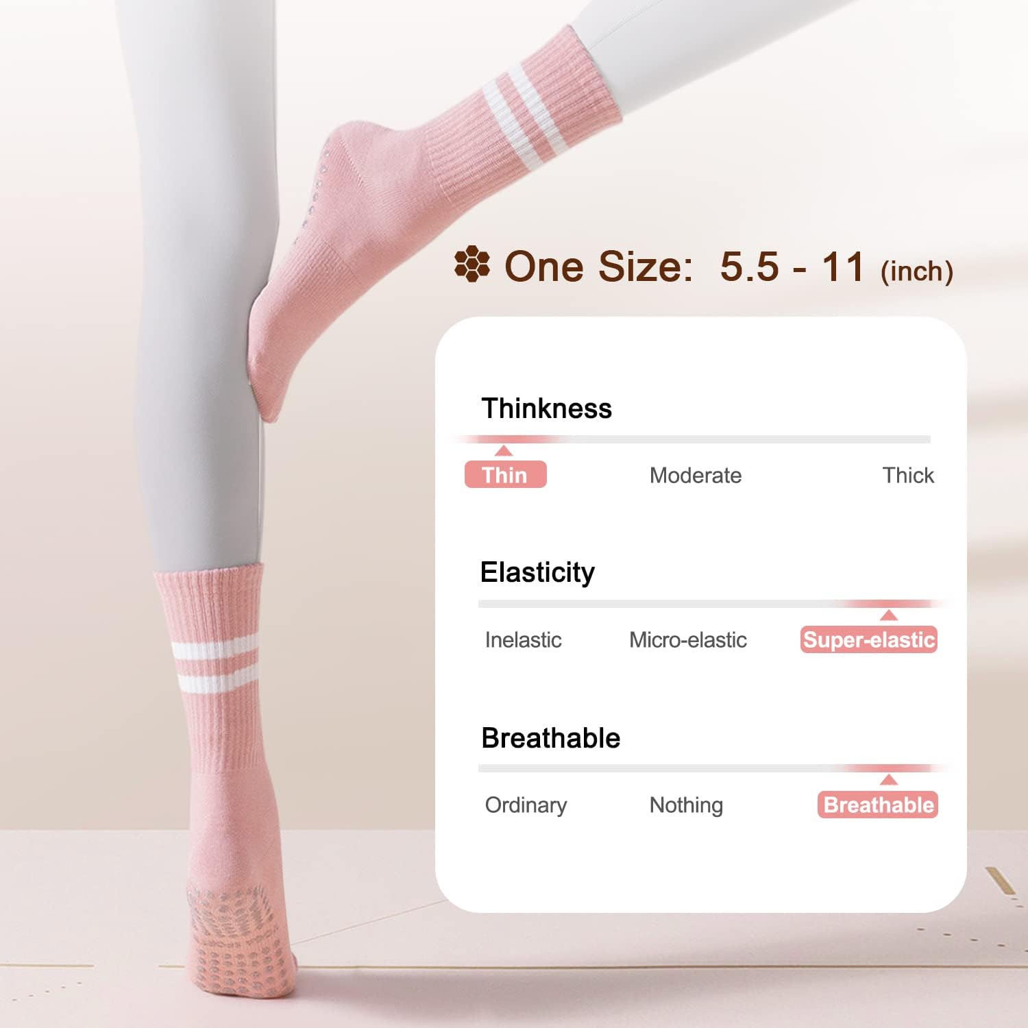 ABOVEPUBLIC™ Non-Slip Pilates Socks 3-Pack