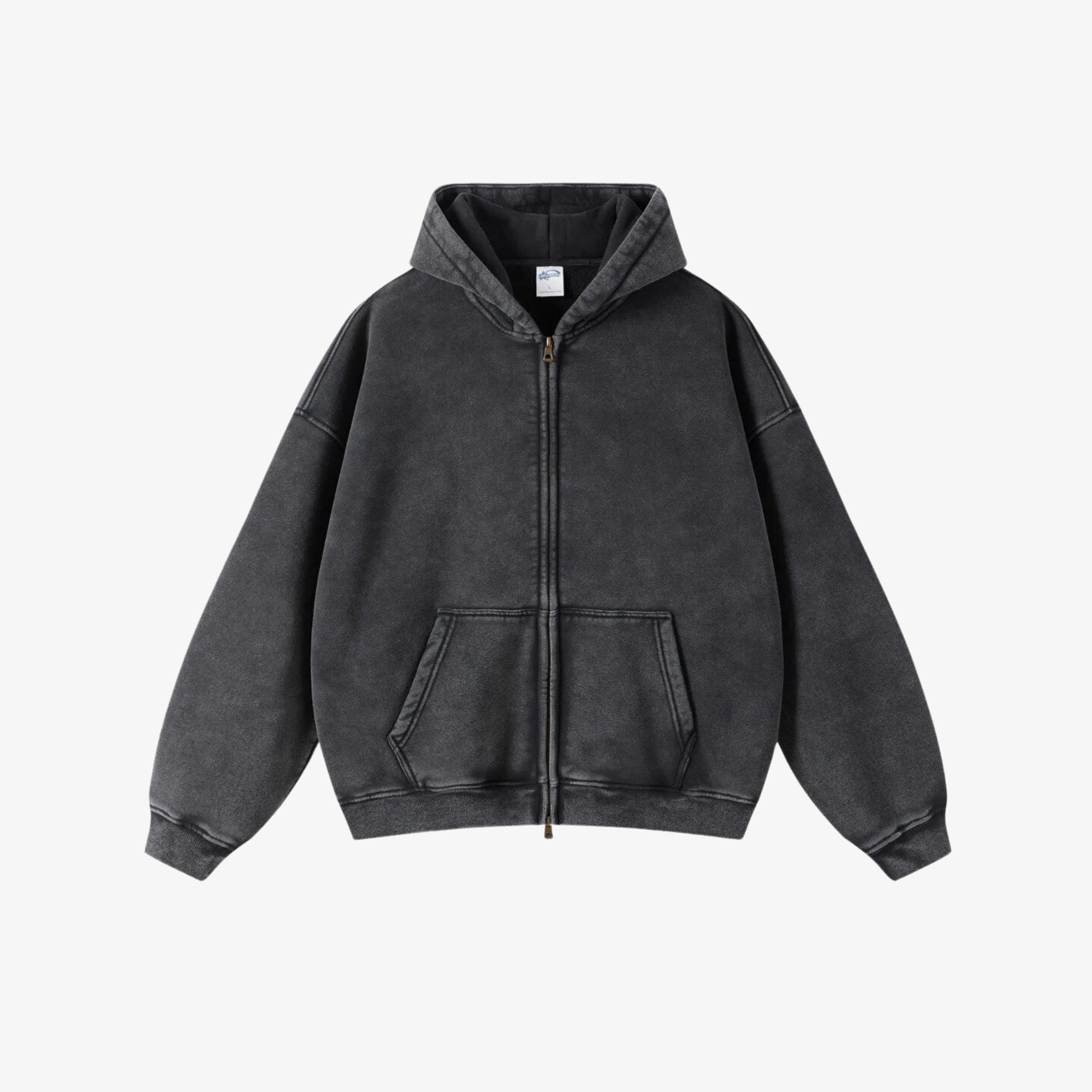 WASHED ZIP HOODIE — 360 GSM