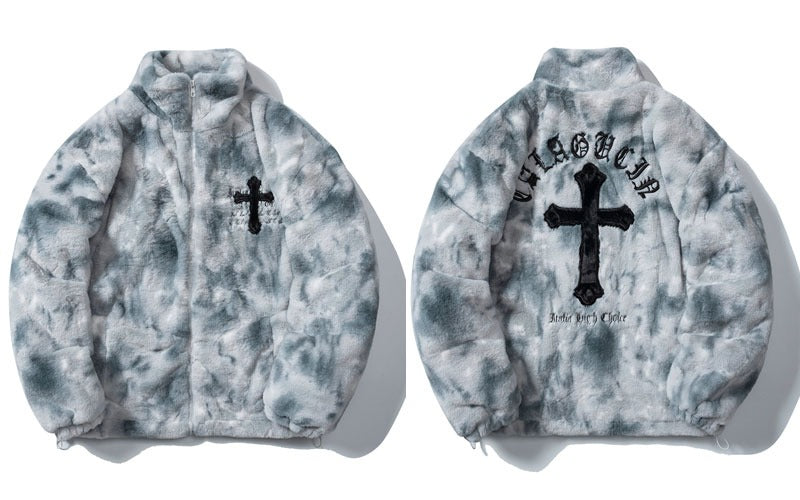 Cross Fleece fluffy Jacket ( Unisex )