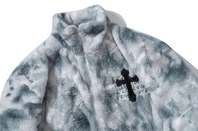 Cross Fleece fluffy Jacket ( Unisex )