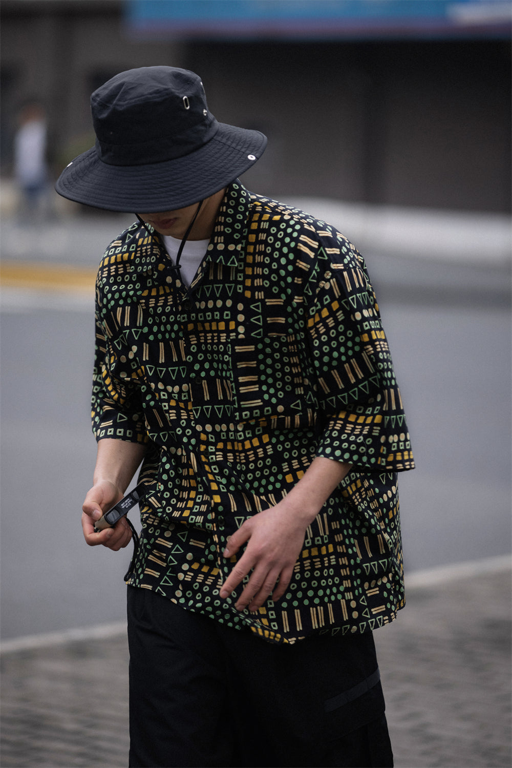 Abstract Print Summer Men Cotton Shirt