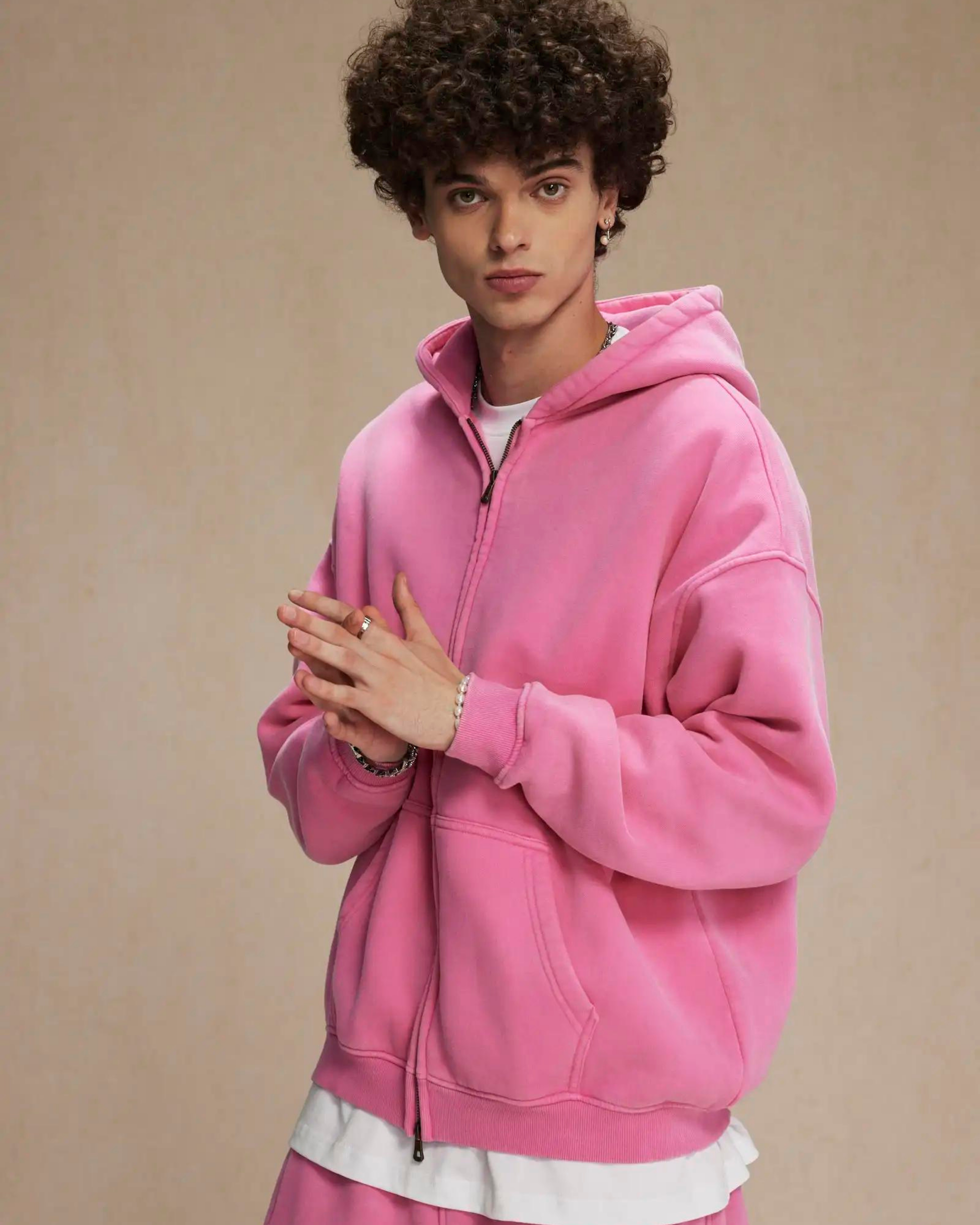 360GSM LOOSE FIT WASHED ZIP UP HOODIE