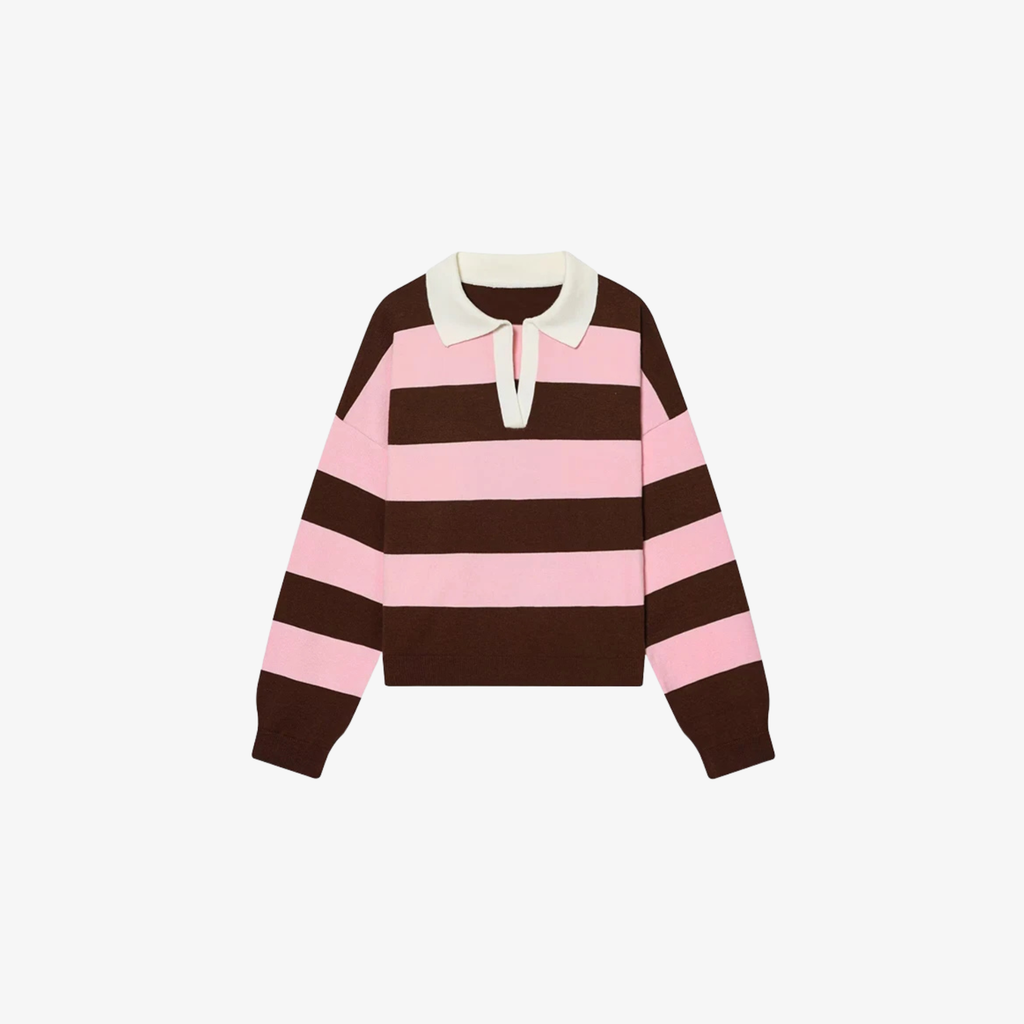 W | VINTAGE STRIPE POLO SWEATER