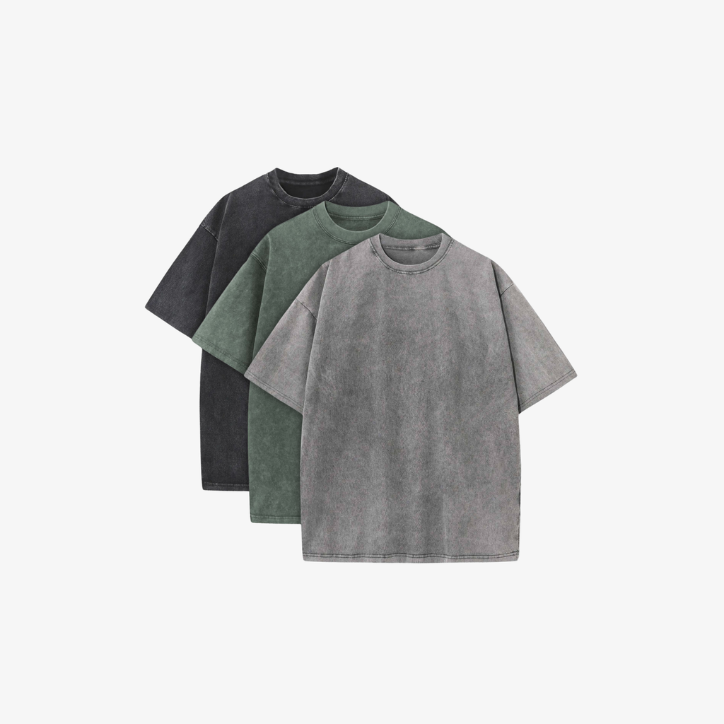 230GSM WASHED T-SHIRTS 3-PACK