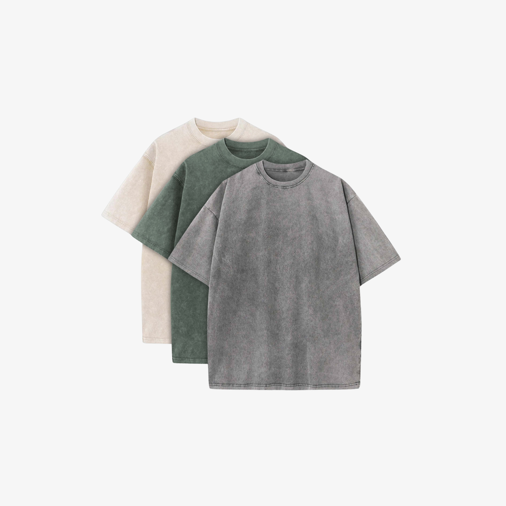 230GSM WASHED T-SHIRTS 3-PACK