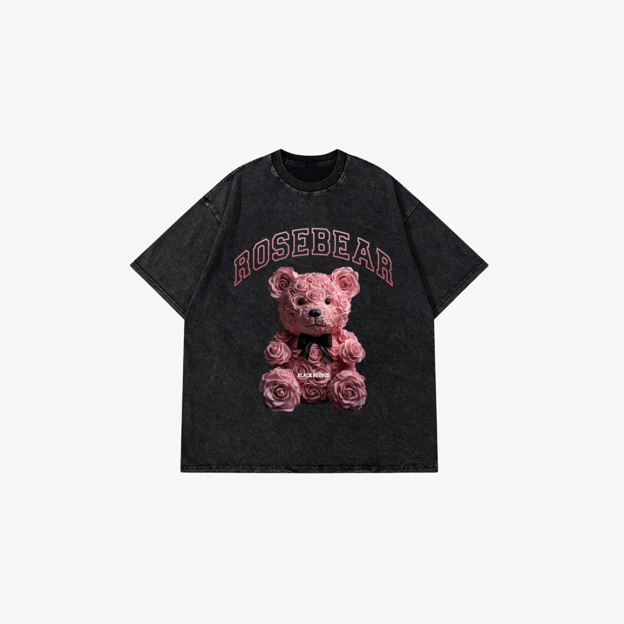 W | 250GSM ROSE BEAR WASHED T-SHIRT
