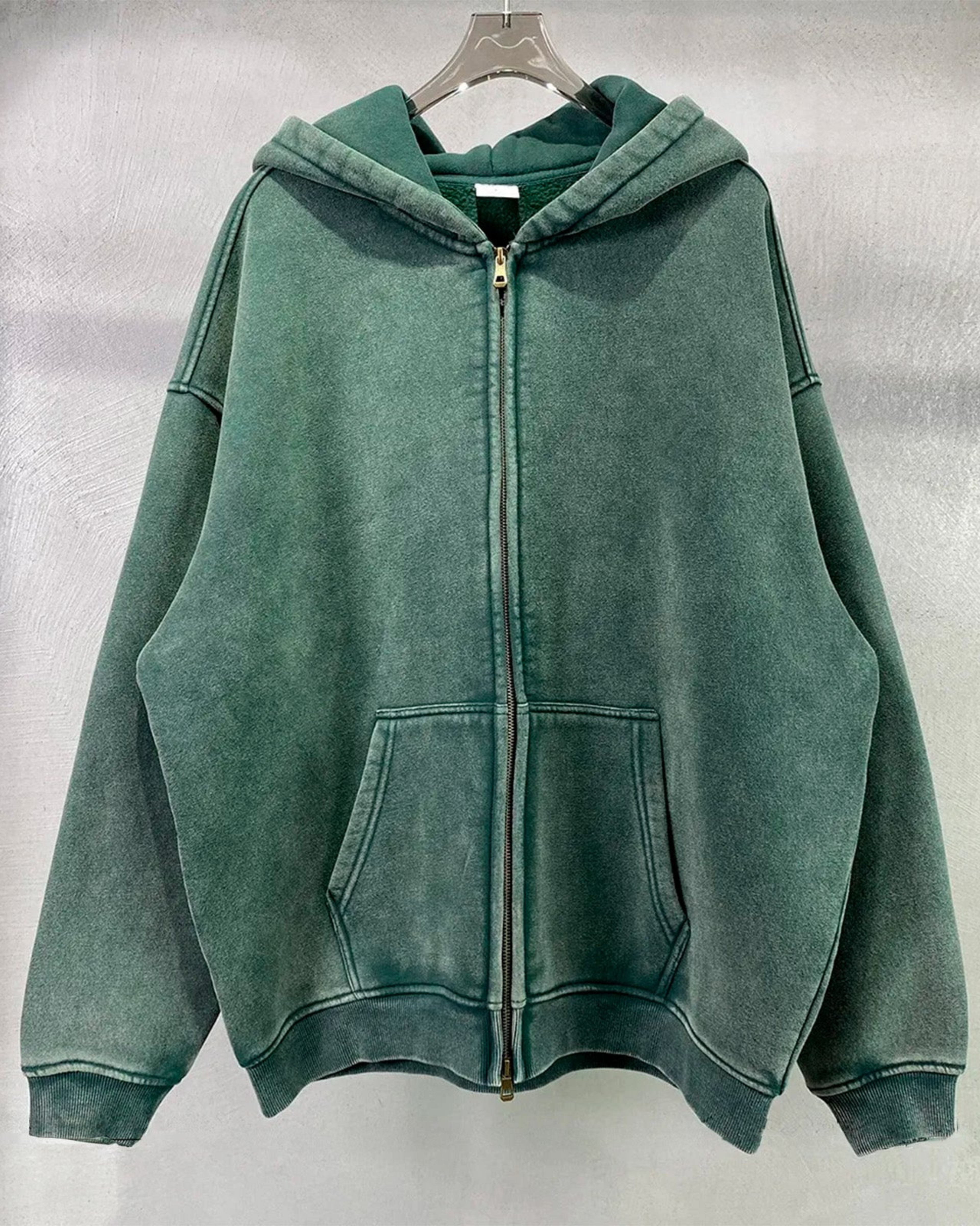 360GSM LOOSE FIT WASHED ZIP UP HOODIE