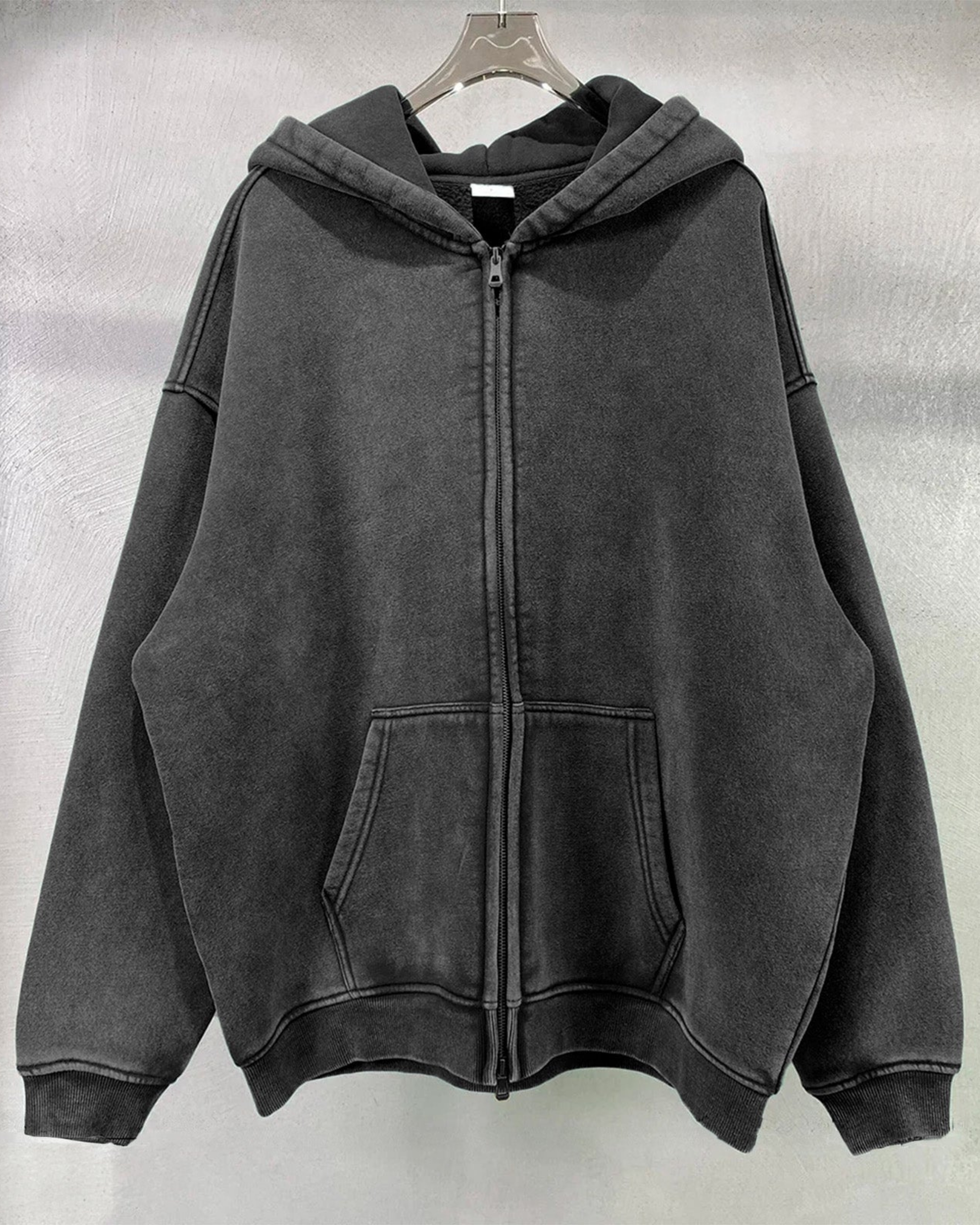 360GSM LOOSE FIT WASHED ZIP UP HOODIE