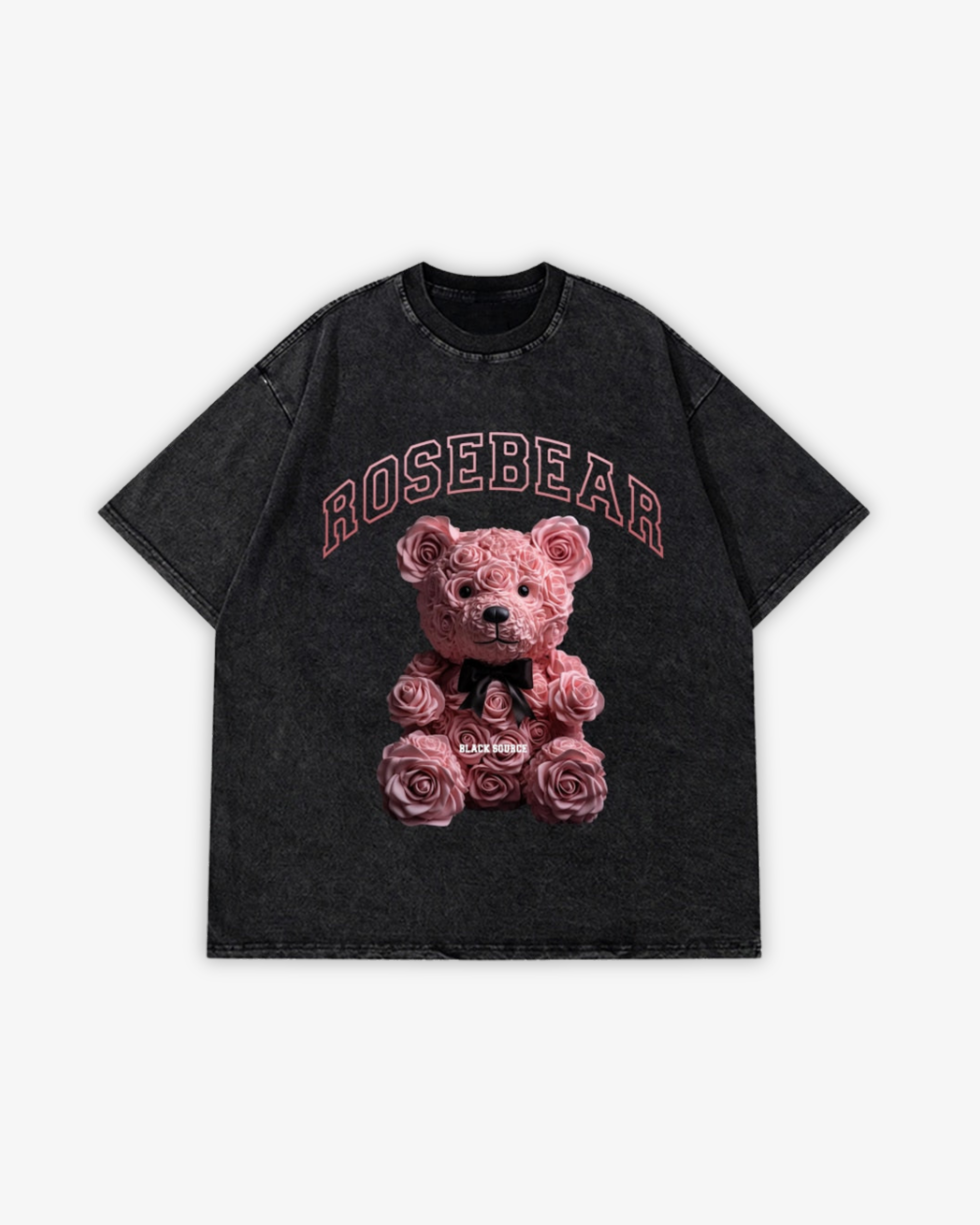 250GSM ROSE BEAR WASHED T-SHIRT