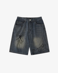 ABOVEPUBLIC™ SPIDER WEB DENIM SHORTS