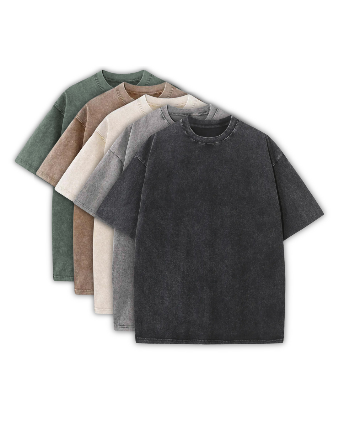 ABOVECOMFY™ 5-PACK – 230GSM HEAVY LOOSE FIT WASHED T-SHIRT