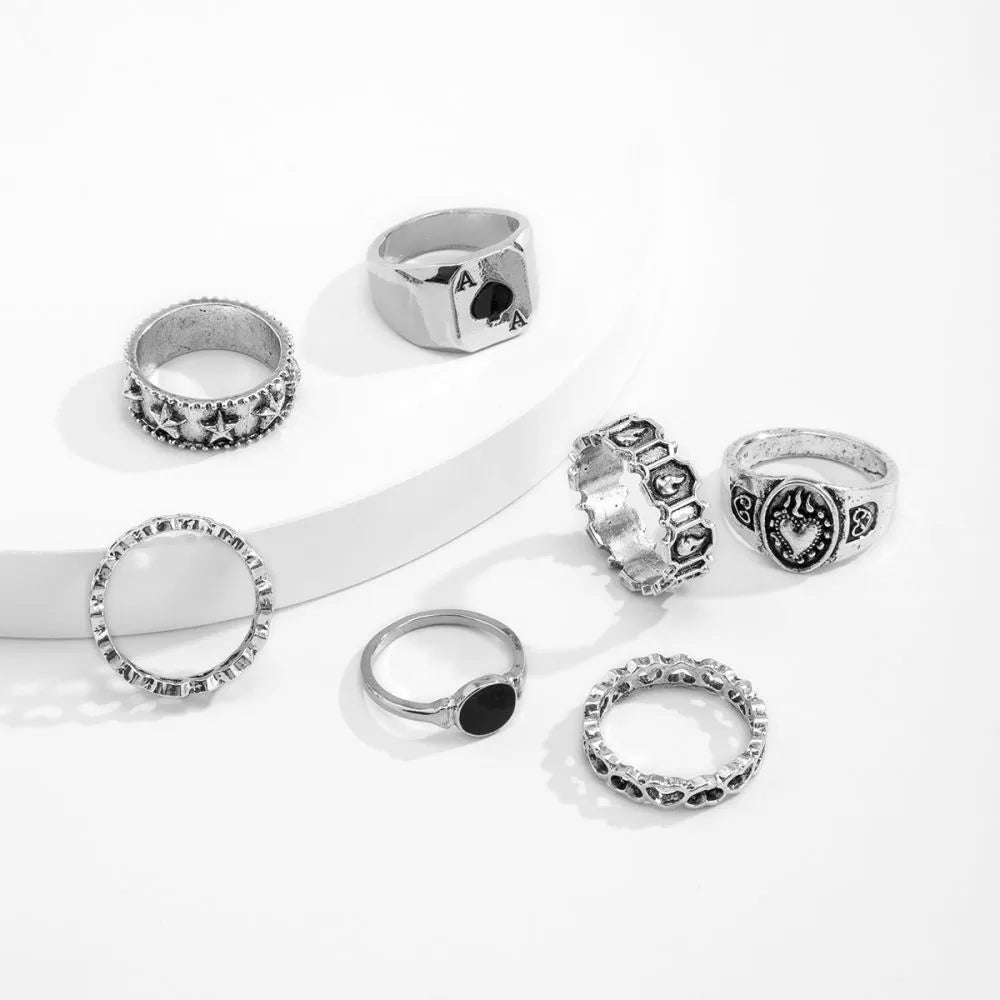 Poker Face Rings - 5 Set
