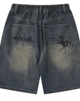 ABOVEPUBLIC™ SPIDER WEB DENIM SHORTS