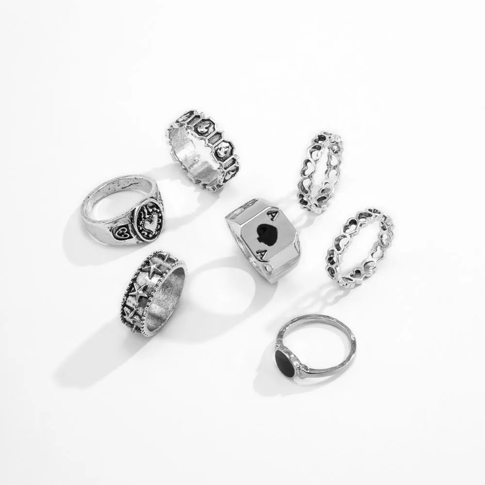 Poker Face Rings - 5 Set