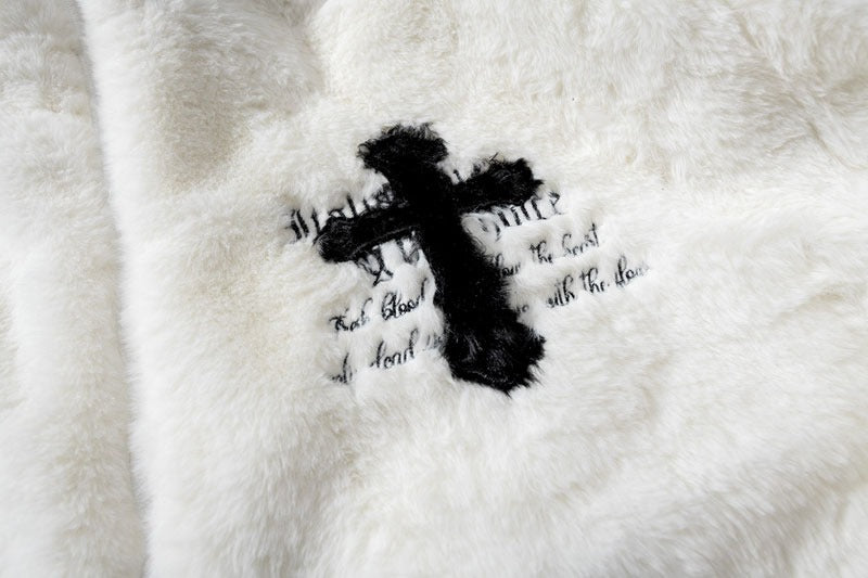 Cross Fleece fluffy Jacket ( Unisex )