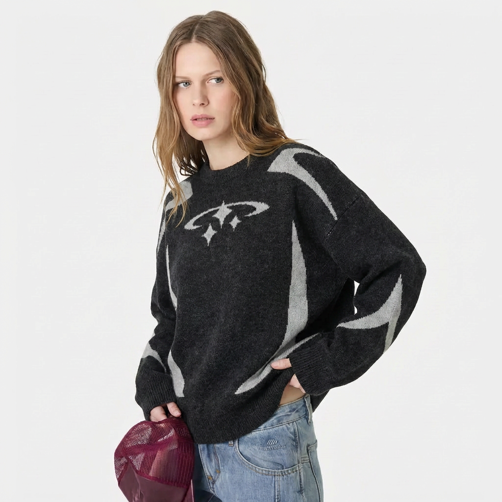 M | GRAPHIC STAR KNIT SWEATER