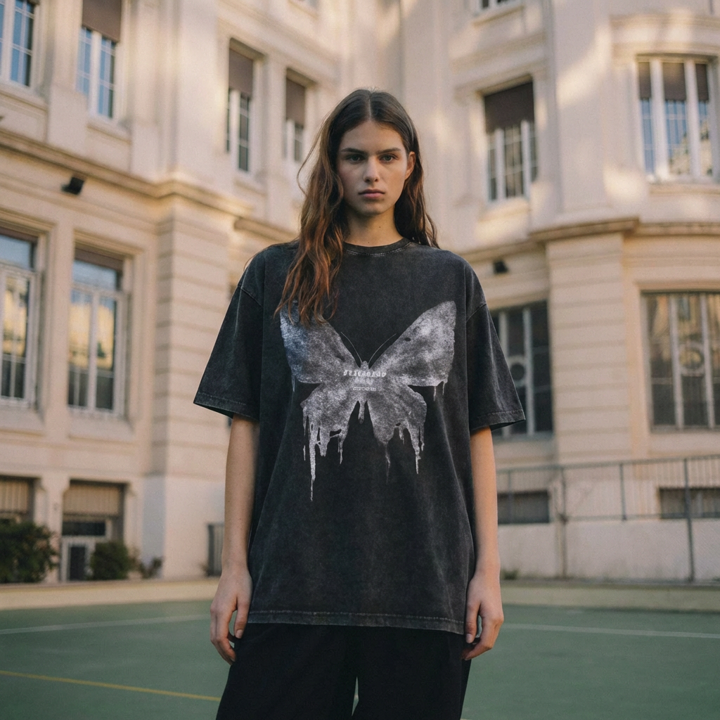 W | BUTTERFLY SHADOW T-SHIRT — 240 GSM